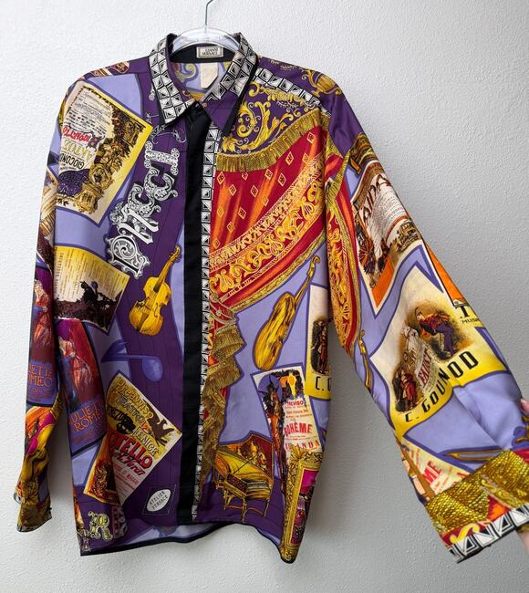 Versace Other - Gianni Versace Men's XL Purple Teatro Silk Shirt